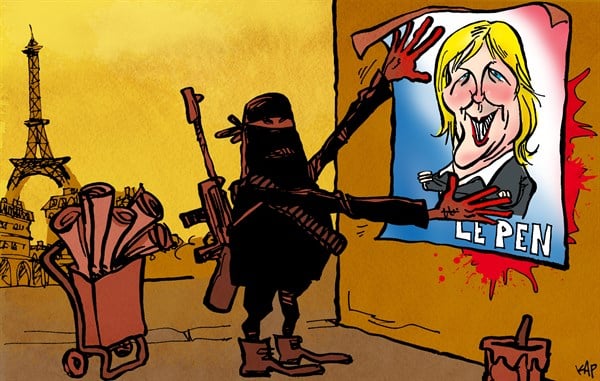 Kap - La Vanguardia, Spain - Isis in Paris - English - ISIS, daesh, Paris, attack, terrorism, le pen, campaig, elections, france