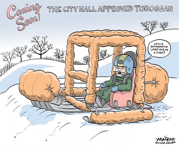 City Hall Approved © Grame MacKay,The Hamilton Spectator, Ontario Canada,toboggan,city hall