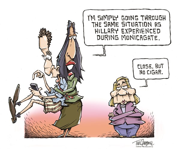 Image result for editorial cartoons huma and hillary
