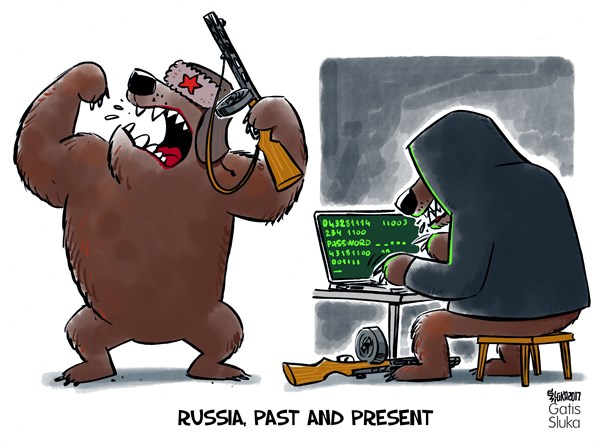 Gatis Sluka - Latvijas Avize, Latvia - Russia, past and present - English - Russia, bear, russian, past, present, gun, hacker, internet, cyberwar, war, troll, trolling, machine gun