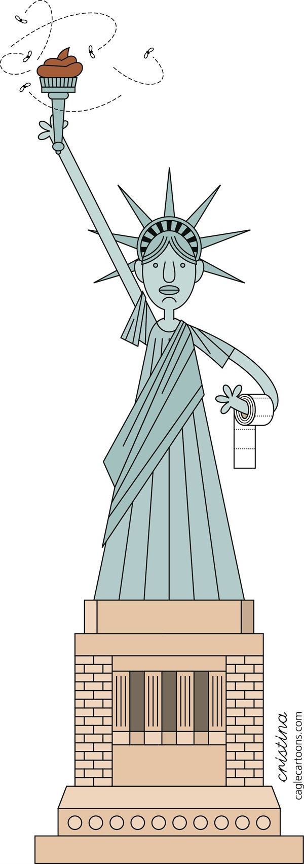 Cristina Sampaio - Portugal, CagleCartoons.com - The Outcome - English - trump, president, statue of liberty