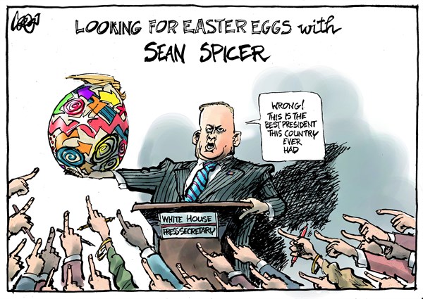 Jos Collignon - CagleCartoons.com - Sean Spicer and Easter - English - Spicer, Trump, White House spokesman, Easter