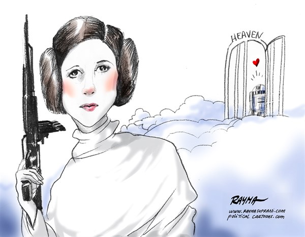 Rayma Suprani - CagleCartoons.com - Carrie Fisher RIP - English - Carrie , Fisher , RIP, Star, War, 